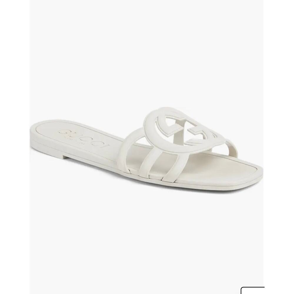 Gucci Palma Rubber Sandals in White Size 37